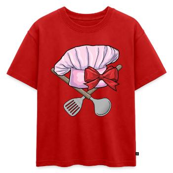 Cuisine de Chef’s Hat - T-shirt enfant oversize en coton biologique Premium - rouge - Devant - AI Model Kid Male (0cm)