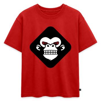 Logo des dents de gorille - T-shirt enfant oversize en coton biologique Premium - rouge - Devant - AI Model Kid Male (0cm)