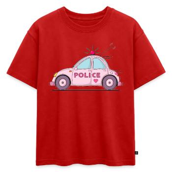 Voiture de Police Police Rose - T-shirt enfant oversize en coton biologique Premium - rouge - Devant - AI Model Kid Male (0cm)