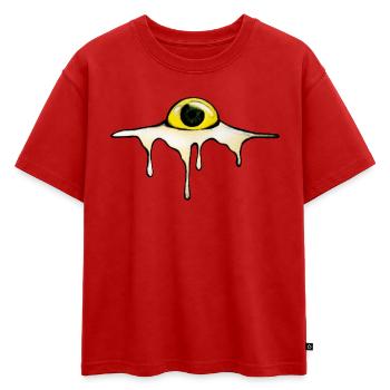 Fried Eye – Sunny Side Creepy - T-shirt enfant oversize en coton biologique Premium - rouge - Devant - AI Model Kid Male (0cm)