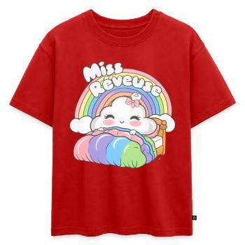 Miss Rêveuse Enfance Poétique et Imagination - T-shirt enfant oversize en coton biologique Premium - rouge - Devant - AI Model Kid Male (0cm)