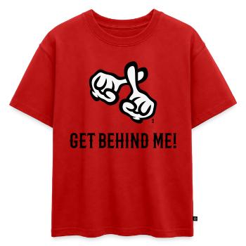 Mets-toi derrière moi ! (Croix / Bible / Religion / 2C) - T-shirt enfant oversize en coton biologique Premium - rouge - Devant - AI Model Kid Male (0cm)