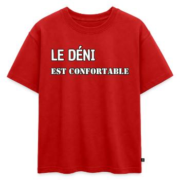 Le déni est confortable. - T-shirt enfant oversize en coton biologique Premium - rouge - Devant - AI Model Kid Male (0cm)