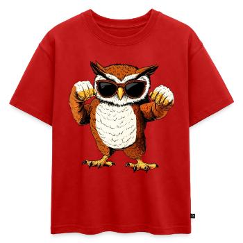 Fitness Owls - Oversized Kids' Premium Organic T-Shirt - red - Front - AI Model Kid Male (0cm)