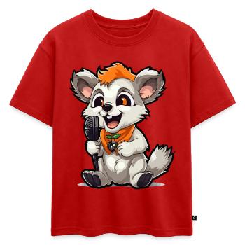 Songanimal avec micro - T-shirt enfant oversize en coton biologique Premium - rouge - Devant - AI Model Kid Male (0cm)