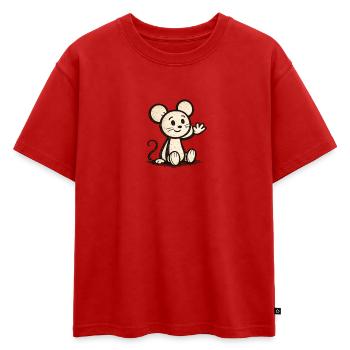 Souris câline qui agite - T-shirt enfant oversize en coton biologique Premium - rouge - Devant - AI Model Kid Male (0cm)