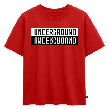 Double police d’arrière-plan - T-shirt enfant oversize en coton biologique Premium - rouge - Devant - AI Model Kid Male (0cm)