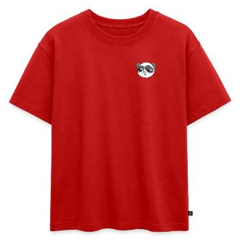 panda - T-shirt enfant oversize en coton biologique Premium - rouge - Devant - AI Model Kid Male (0cm)