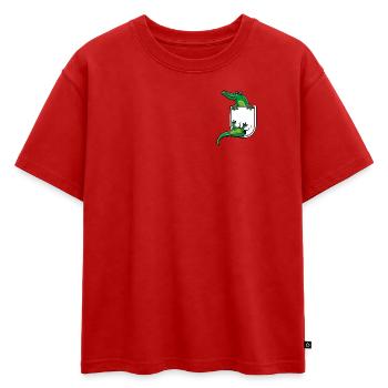 Crocodile in shirt pocket - Oversized Kids' Premium Organic T-Shirt - red - Front - AI Model Kid Male (0cm)