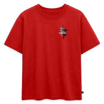 Lignes - T-shirt enfant oversize en coton biologique Premium - rouge - Devant - AI Model Kid Male (0cm)