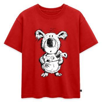 Koala Maman avec des bébés - T-shirt enfant oversize en coton biologique Premium - rouge - Devant - AI Model Kid Male (0cm)