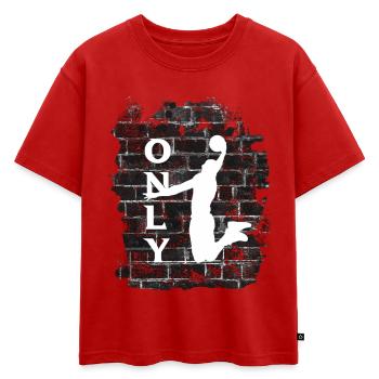 BASKET-BALL - T-shirt enfant oversize en coton biologique Premium - rouge - Devant - AI Model Kid Male (0cm)