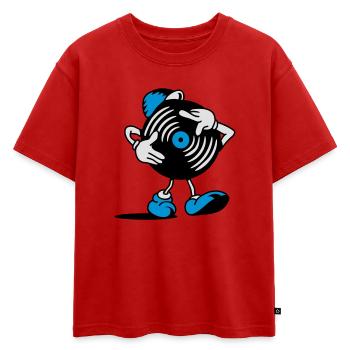 DISQUE VINYLE - T-shirt enfant oversize en coton biologique Premium - rouge - Devant - AI Model Kid Male (0cm)