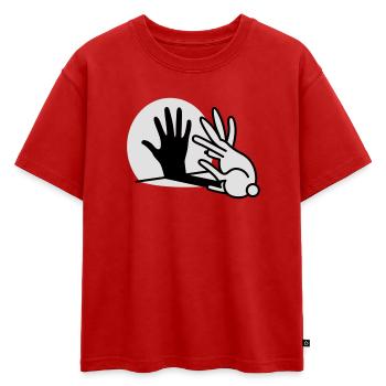 Ombre chinoise, main, lapin - T-shirt enfant oversize en coton biologique Premium - rouge - Devant - AI Model Kid Male (0cm)