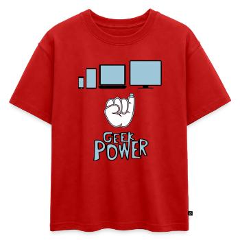 Geek - T-shirt enfant oversize en coton biologique Premium - rouge - Devant - AI Model Kid Male (0cm)