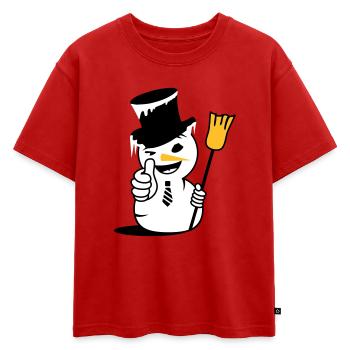 Un bonhomme de neige cool avec le pouce vers le haut - T-shirt enfant oversize en coton biologique Premium - rouge - Devant - AI Model Kid Male (0cm)