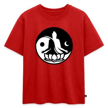 Yin et Yang - T-shirt enfant oversize en coton biologique Premium - rouge - Devant - AI Model Kid Male (0cm)