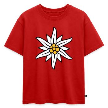 Logo Edelweiss Bergblume - T-shirt enfant oversize en coton biologique Premium - rouge - Devant - AI Model Kid Male (0cm)