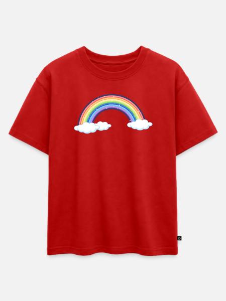 Vibrant Rainbow Over Clouds - Oversized Kids' Premium Organic T-Shirt - red