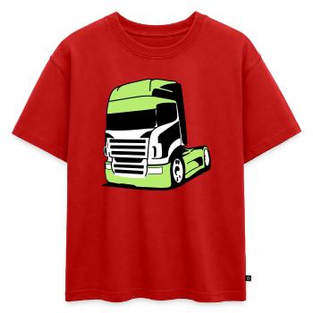 Camion V8 saisissant - T-shirt enfant oversize en coton biologique Premium - rouge - Devant - AI Model Kid Male (0cm)