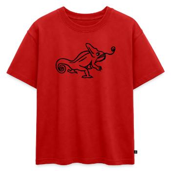 Caméléon - T-shirt enfant oversize en coton biologique Premium - rouge - Devant - AI Model Kid Male (0cm)
