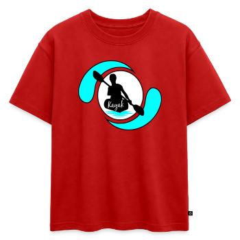 Kayak - T-shirt enfant oversize en coton biologique Premium - rouge - Devant - AI Model Kid Male (0cm)