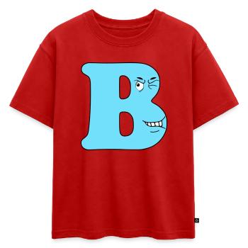 B - T-shirt enfant oversize en coton biologique Premium - rouge - Devant - AI Model Kid Male (0cm)