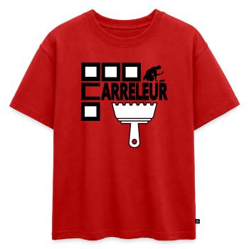 Carreleur - T-shirt enfant oversize en coton biologique Premium - rouge - Devant - AI Model Kid Male (0cm)