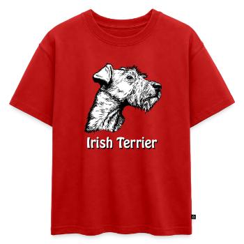 Portrait de terrier irlandais - T-shirt enfant oversize en coton biologique Premium - rouge - Devant - AI Model Kid Male (0cm)