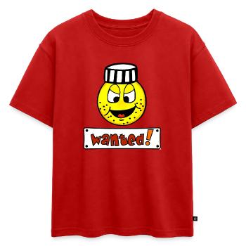 Wanted - Prisonnier drôle d’émoticône - T-shirt enfant oversize en coton biologique Premium - rouge - Devant - AI Model Kid Male (0cm)