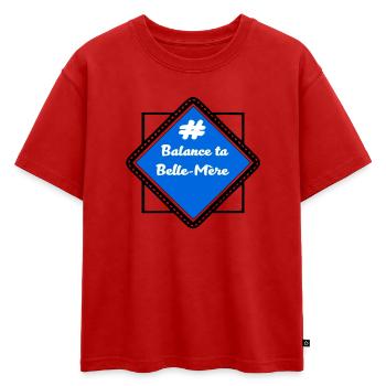 # Balance ta belle-mère - T-shirt enfant oversize en coton biologique Premium - rouge - Devant - AI Model Kid Male (0cm)