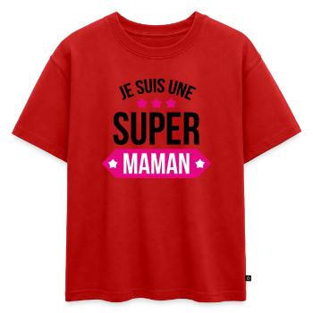 Je suis une super maman - T-shirt enfant oversize en coton biologique Premium - rouge - Devant - AI Model Kid Male (0cm)