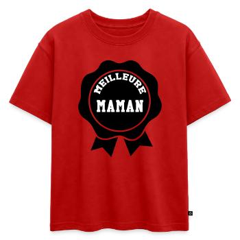Meilleure Maman - Fête des Mères - T-shirt enfant oversize en coton biologique Premium - rouge - Devant - AI Model Kid Male (0cm)
