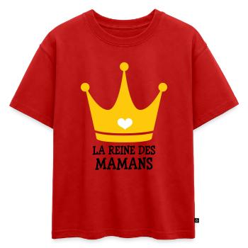 La Reine des Mamans - Fête des Mères - T-shirt enfant oversize en coton biologique Premium - rouge - Devant - AI Model Kid Male (0cm)