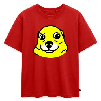 Chien anxieux dans le style Pop Art - T-shirt enfant oversize en coton biologique Premium - rouge - Devant - AI Model Kid Male (0cm)