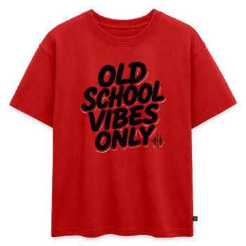 OLD SCHOOL VIBES uniquement - T-shirt enfant oversize en coton biologique Premium - rouge - Devant - AI Model Kid Male (0cm)