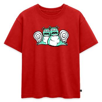 2 escargots monstres extraterrestres Halloween extraterrestres - T-shirt enfant oversize en coton biologique Premium - rouge - Devant - AI Model Kid Male (0cm)