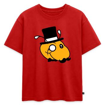 Caterpillar Sir Lord Rich Monocle Lunettes Chapeau haut de forme - T-shirt enfant oversize en coton biologique Premium - rouge - Devant - AI Model Kid Male (0cm)