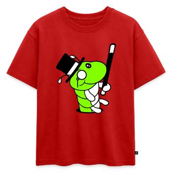 Caterpillar Sir Mr. Rich Monocle Lunettes Trou Cylindrique - T-shirt enfant oversize en coton biologique Premium - rouge - Devant - AI Model Kid Male (0cm)