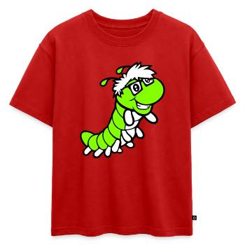 Nerd Chenille Geek Intelligent Ver Lunettes à monture d'écaille Intelligent - T-shirt enfant oversize en coton biologique Premium - rouge - Devant - AI Model Kid Male (0cm)