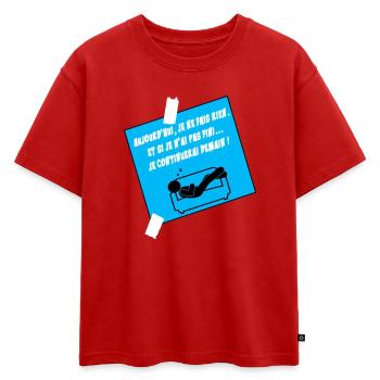 Citation Humoriste Sur Canapé Bleu - T-shirt enfant oversize en coton biologique Premium - rouge - Devant - AI Model Kid Male (0cm)