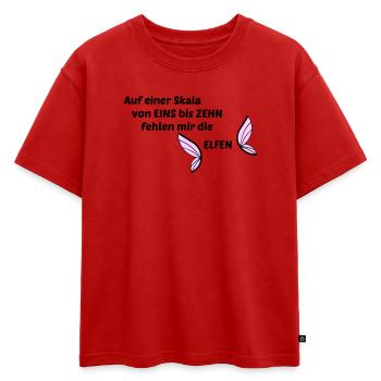 Lutins - T-shirt enfant oversize en coton biologique Premium - rouge - Devant - AI Model Kid Male (0cm)