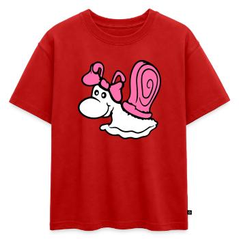 escargot fille femelle mignon jolie femme arc - T-shirt enfant oversize en coton biologique Premium - rouge - Devant - AI Model Kid Male (0cm)