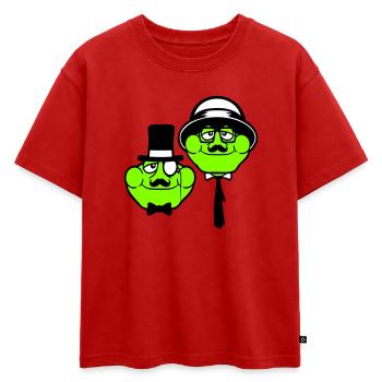 2 Frogs Sir Lunettes Empire Monocle Homme Chapeau Haut de forme - T-shirt enfant oversize en coton biologique Premium - rouge - Devant - AI Model Kid Male (0cm)