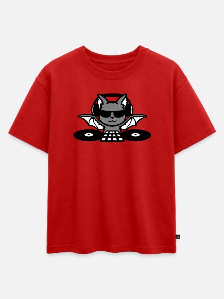 DJ Fledermaus Kopfhörer Mischpult Halloween Party - Oversized Kinder Premium Organic T-Shirt - Rot