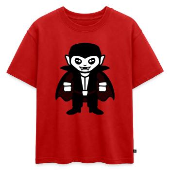 Costume mignon de Vampire Evil Dracula pour Halloween - T-shirt enfant oversize en coton biologique Premium - rouge - Devant - AI Model Kid Male (0cm)