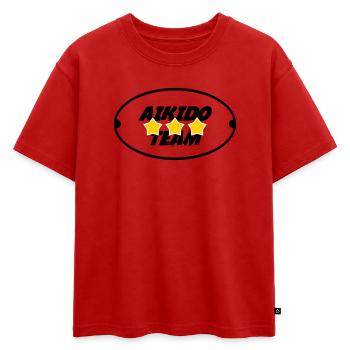 Aïkido Team - T-shirt enfant oversize en coton biologique Premium - rouge - Devant - AI Model Kid Male (0cm)