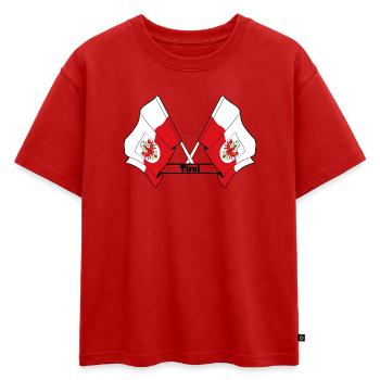 Drapeaux du Tyrol avec nom - T-shirt enfant oversize en coton biologique Premium - rouge - Devant - AI Model Kid Male (0cm)