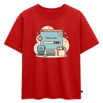 Internet rétro mode hors ligne - T-shirt enfant oversize en coton biologique Premium - rouge - Devant - AI Model Kid Male (0cm)