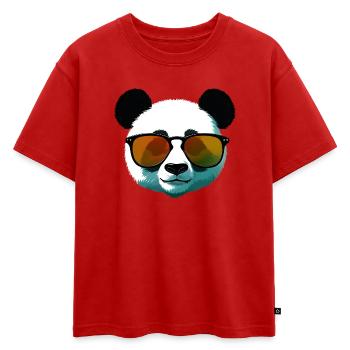 Dégradé de panda avec lunettes de soleil - T-shirt enfant oversize en coton biologique Premium - rouge - Devant - AI Model Kid Male (0cm)